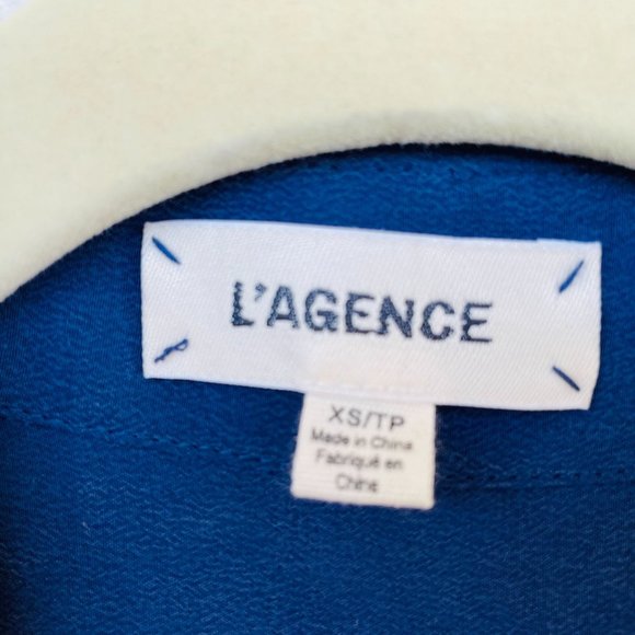 L'AGENCE Silk Wrap Navy Maxi Dress Jacket Belted Women XS/TP - Picture 7 of 10